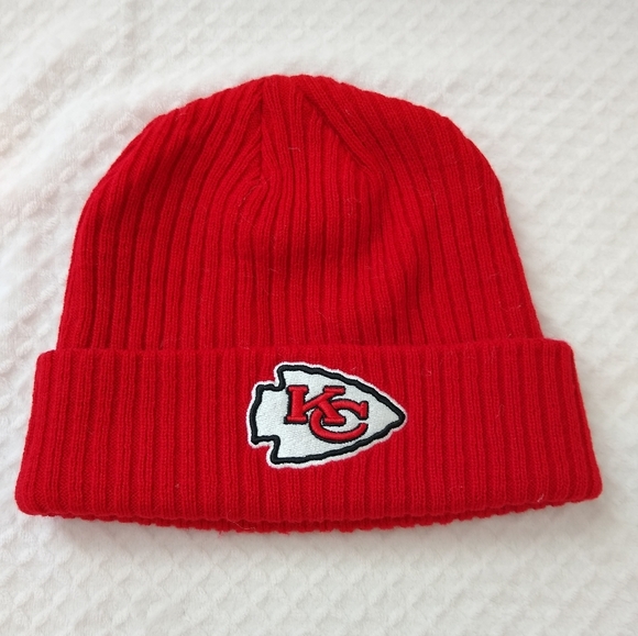 Men's Kansas City Chiefs New Era Fanatics Red Logo Cuffed Knit Hat Beanie - Picture 2 of 7
